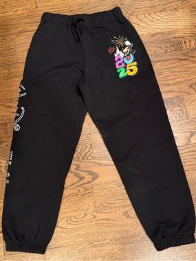 Disney Black Sweatpants with Colorful 2025 Graphic